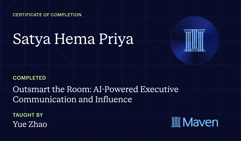 Certificate for Outsmart the Room: AI-Powered Executive Communication and Influence