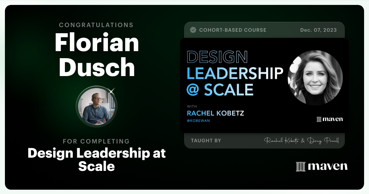 Certificate of Completion for Design Leadership at Scale: Executive