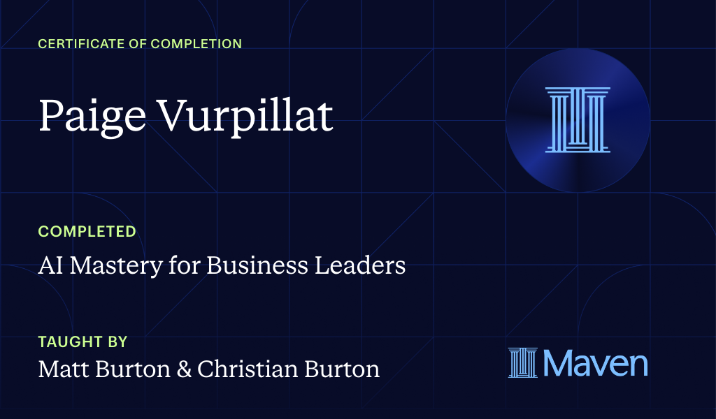 Certificate for AI Mastery for Business Leaders