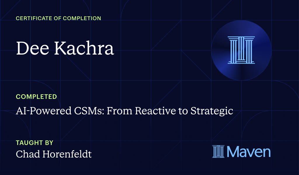 Certificate for AI-Powered CSMs: From Reactive to Strategic