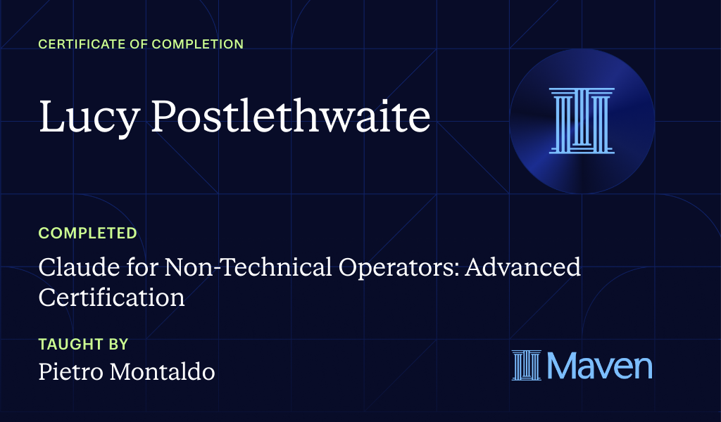 Certificate for Claude for Non-Technical Operators: Advanced Certification