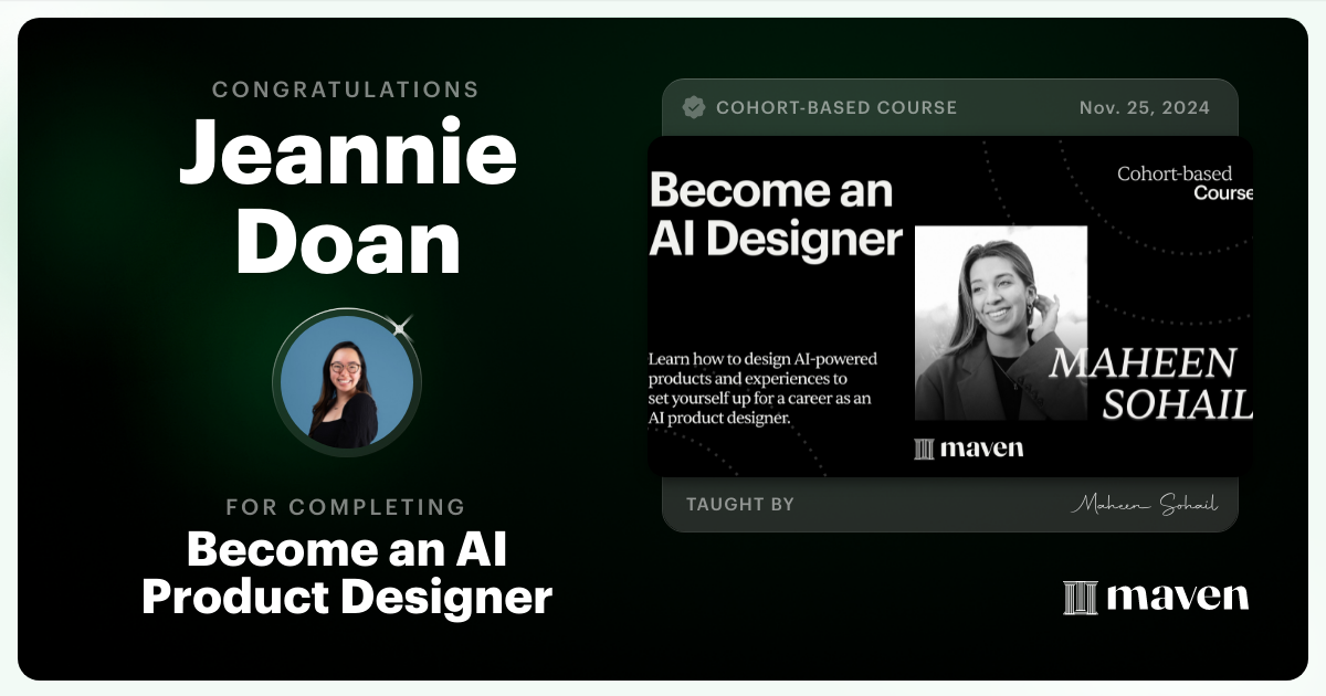 Certificate of Completion for Become an AI Product Designer