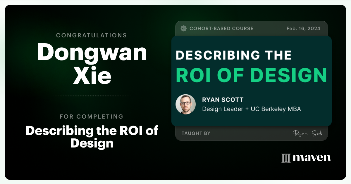 Certificate of Completion for Describing the ROI of Design