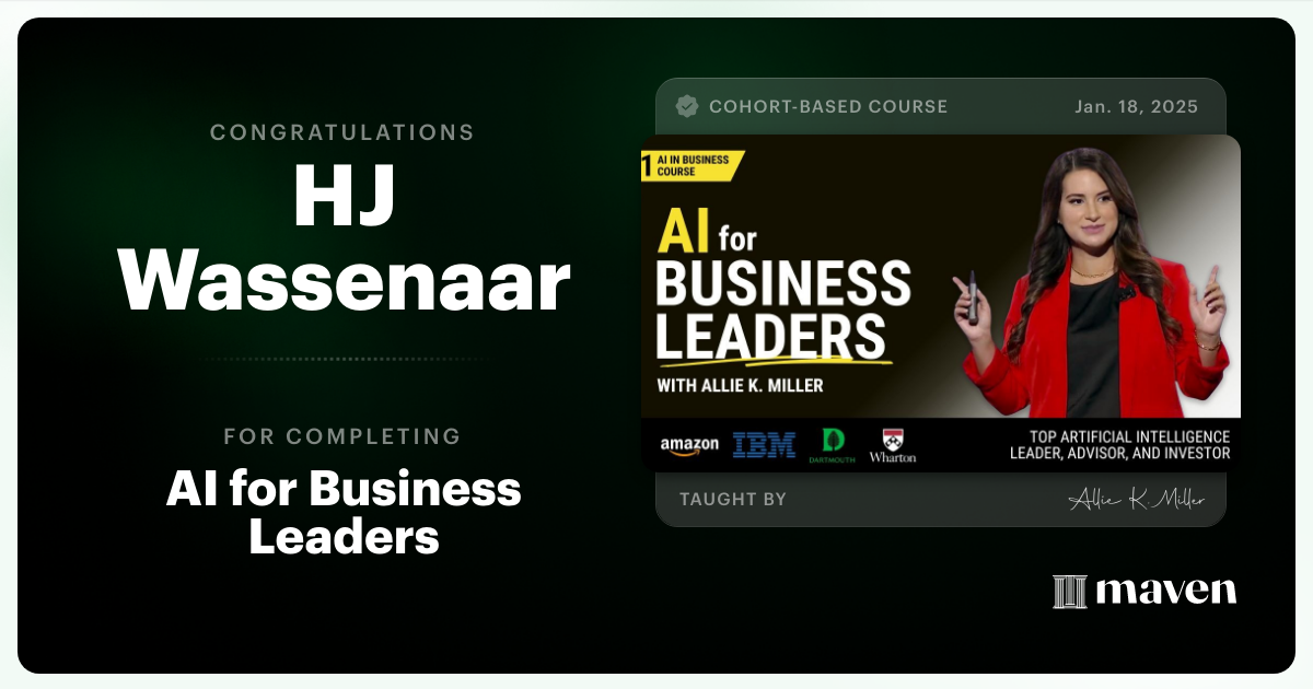 Certificate of Completion for AI for Business Leaders
