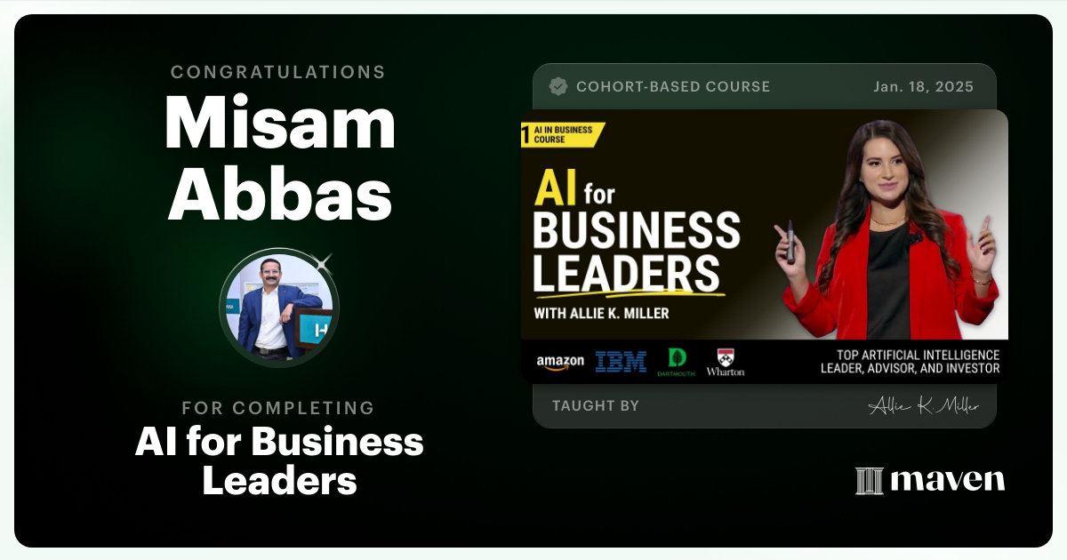 Certificate of Completion for AI for Business Leaders