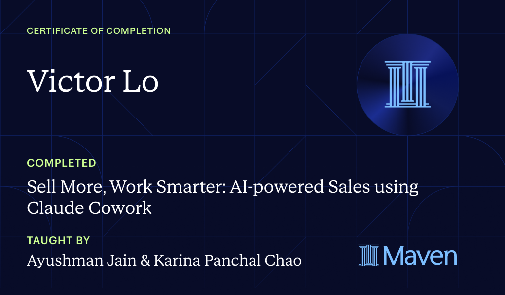 Certificate for Sell More, Work Smarter: AI-powered Sales using Claude Cowork