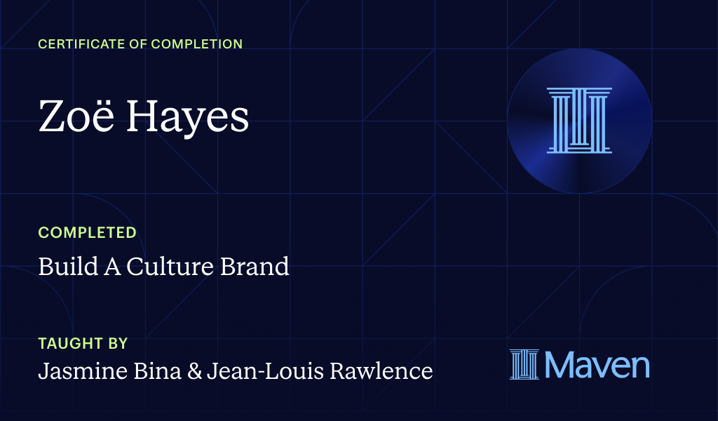 Certificate for Build A Culture Brand