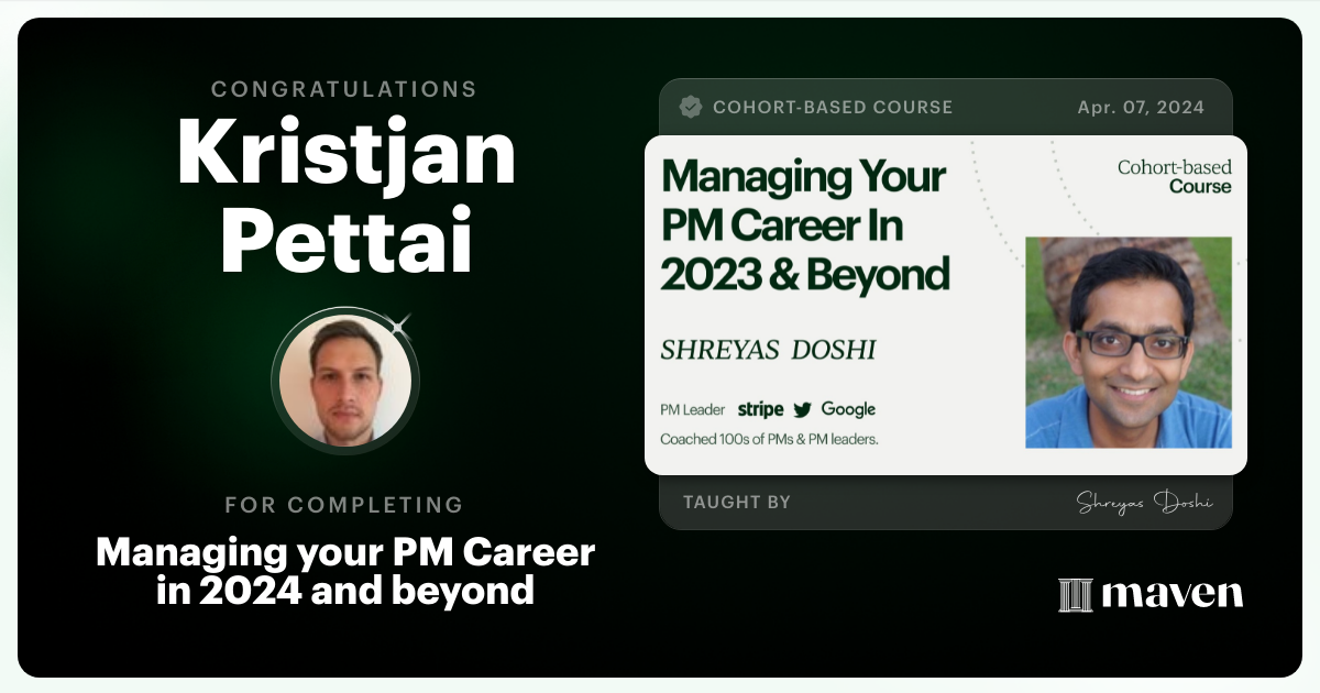Certificate of Completion for Managing your PM Career in 2025 and beyond