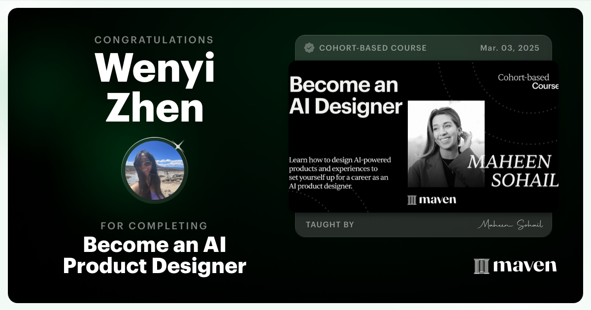 Certificate of Completion for Become an AI Product Designer