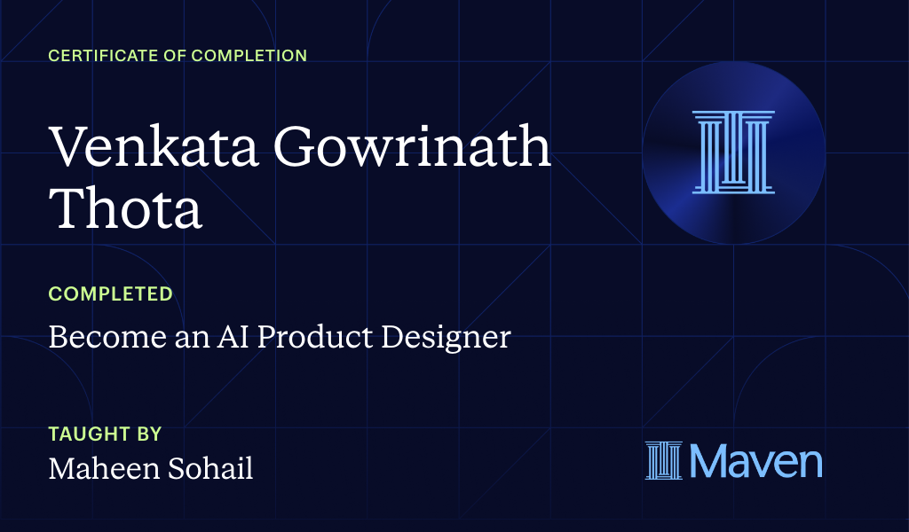 Certificate for Become an AI Product Designer