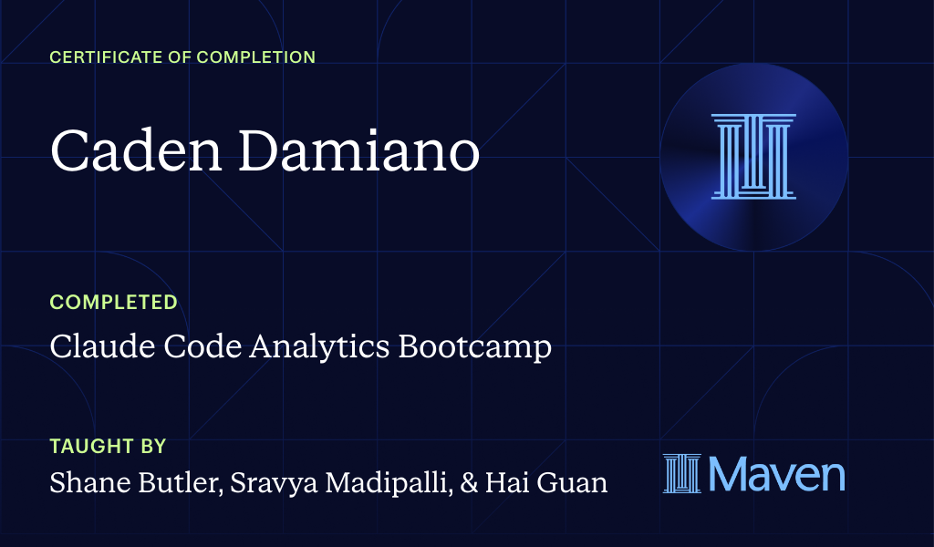 Certificate for Agentic Analytics: Build an AI Analyst