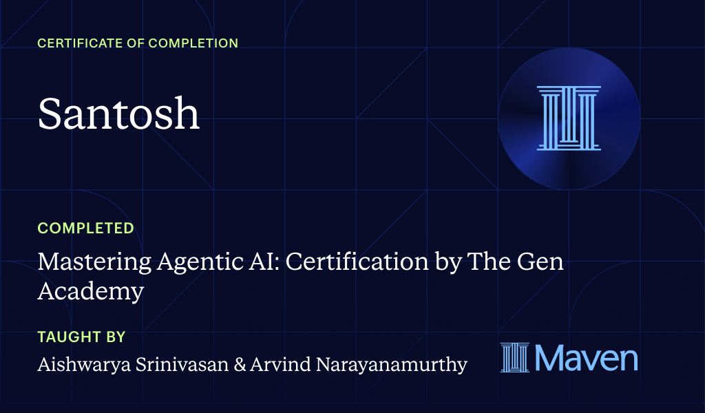 Certificate for Mastering Agentic AI: Certification by The Gen Academy