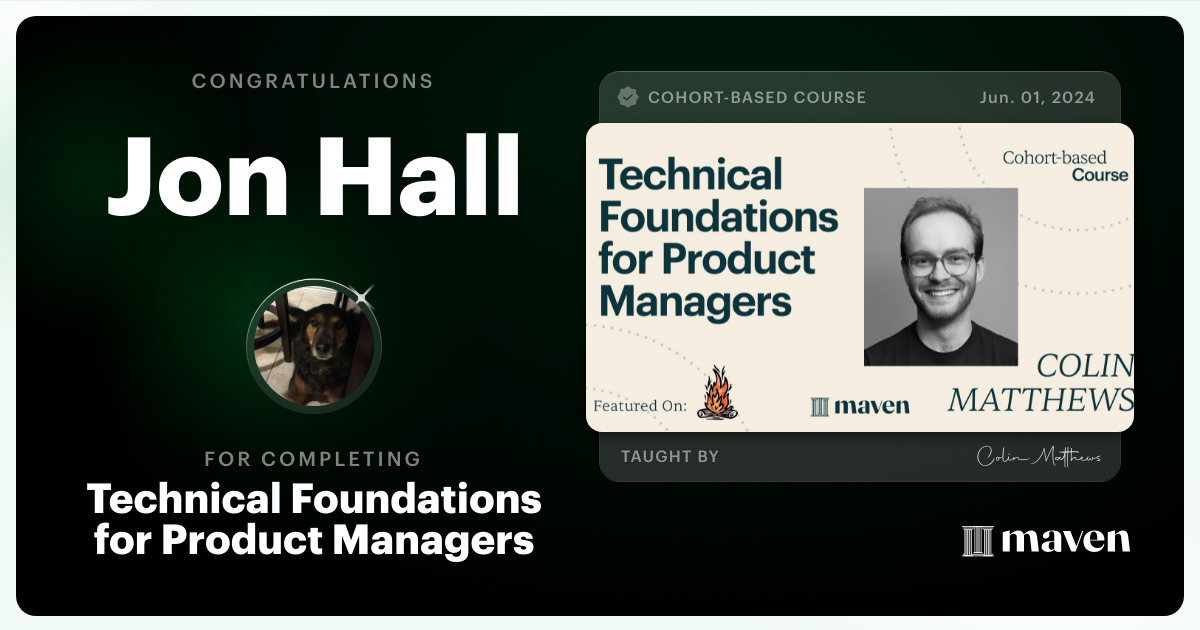 Certificate of Completion for Technical Foundations for Product Managers