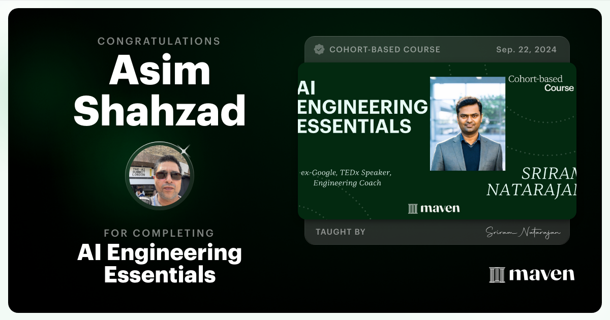 Certificate of Completion for AI Engineering Essentials