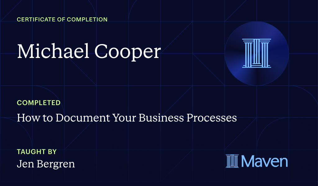Certificate for How to Document Your Business Processes
