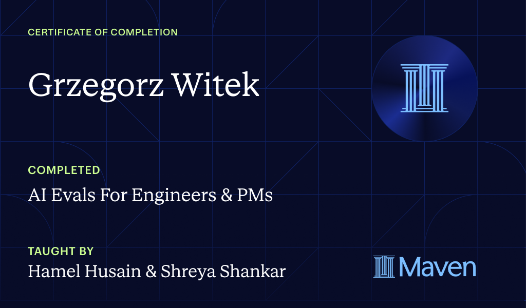 Certificate for AI Evals For Engineers & PMs