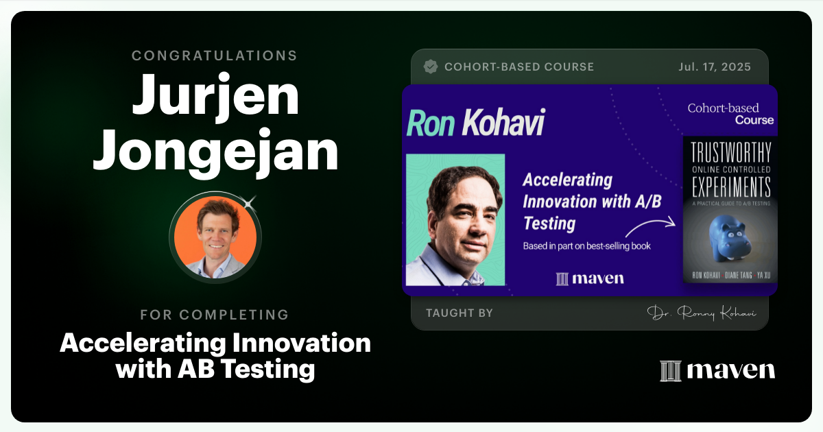 Certificate of Completion for Accelerating Innovation with A/B Testing