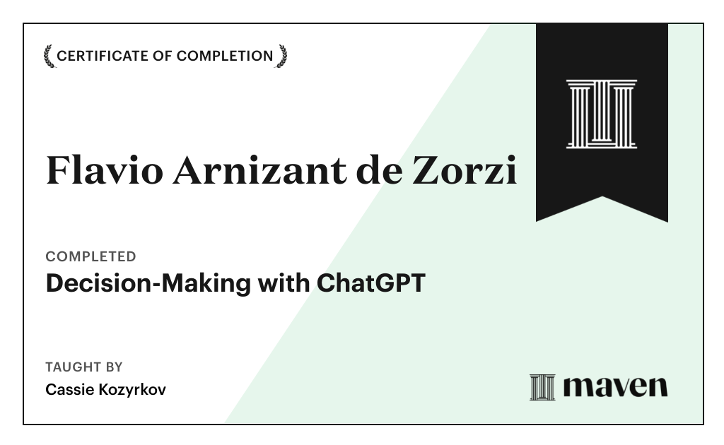 Certificate for Decision-Making with ChatGPT