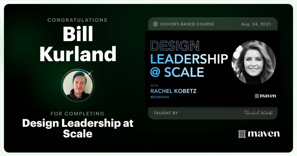 Certificate of Completion for Design Leadership at Scale: Executive