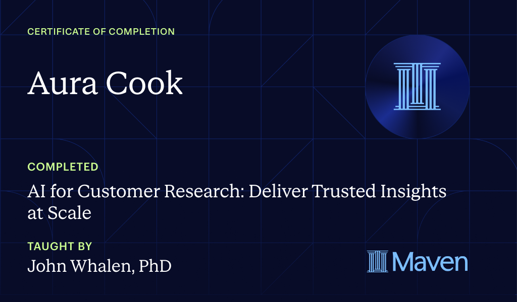 Certificate for AI for Customer Research: Deliver Trusted Insights at Scale