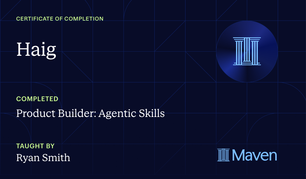 Certificate for Product Builder: Agentic Skills