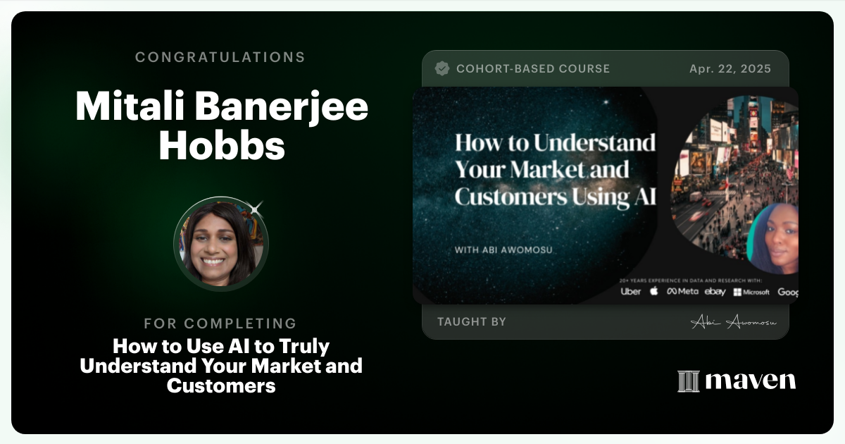 Certificate of Completion for The Billion Person Focus Group® - Find the Truths Traditional Research Misses