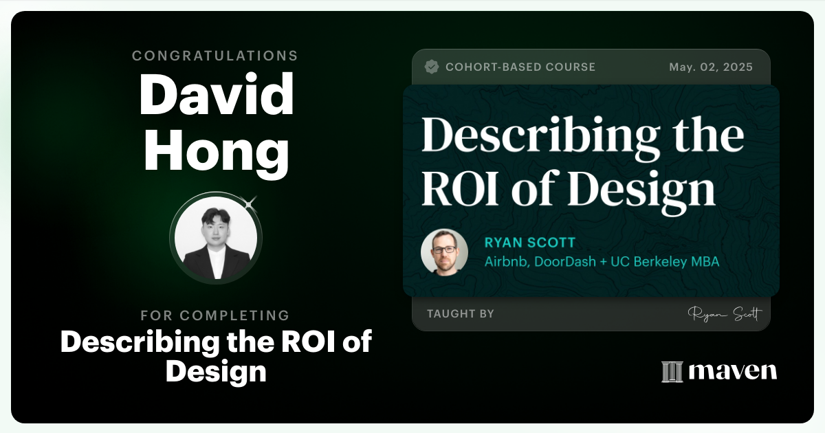 Certificate of Completion for Describing the ROI of Design