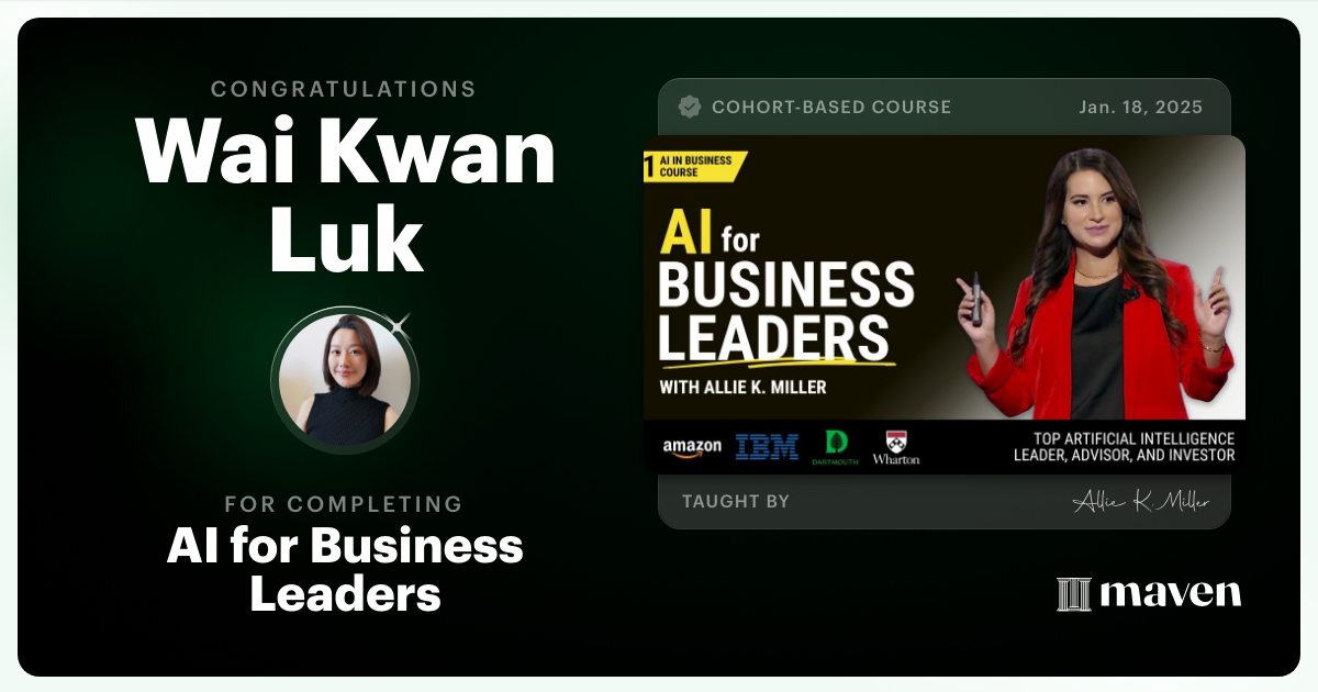 Certificate of Completion for AI for Business Leaders