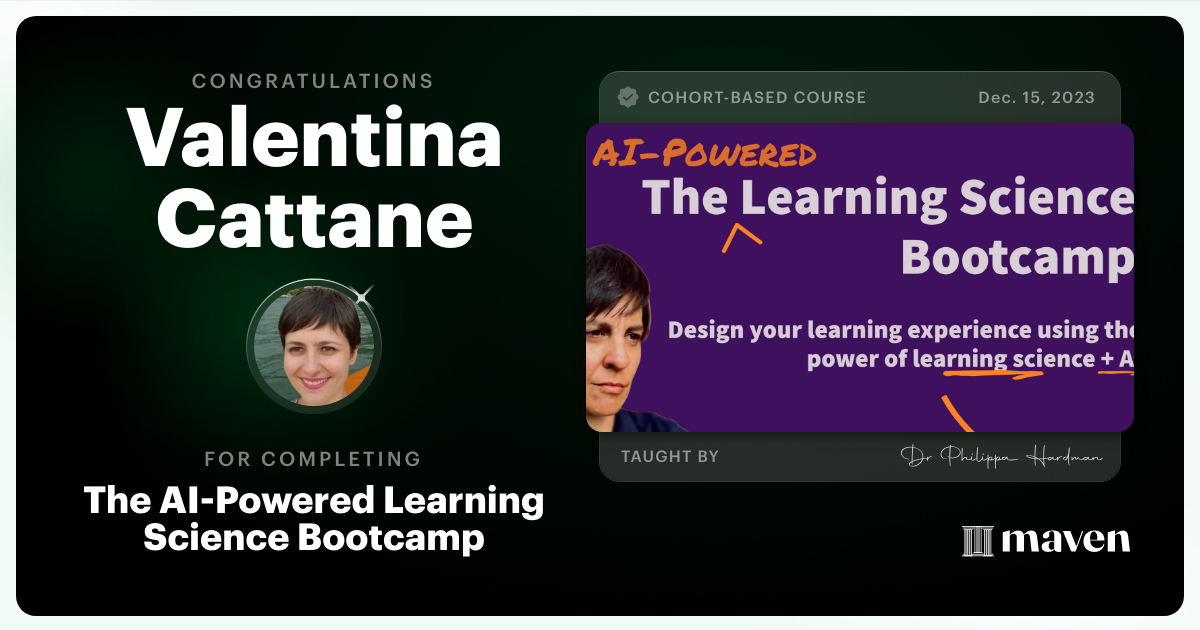 Certificate of Completion for The AI Bootcamp for L&D