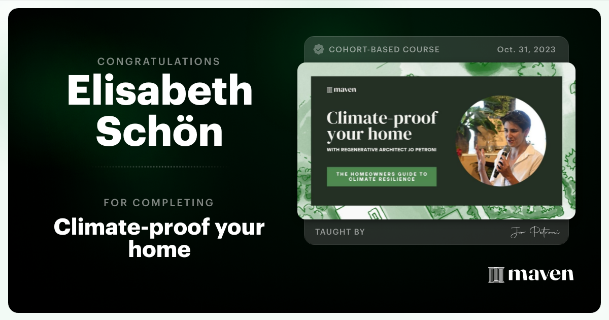 Certificate of Completion for Climate-proof your home