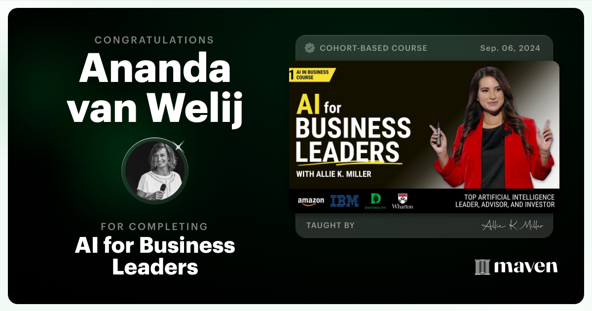 Certificate of Completion for AI for Business Leaders