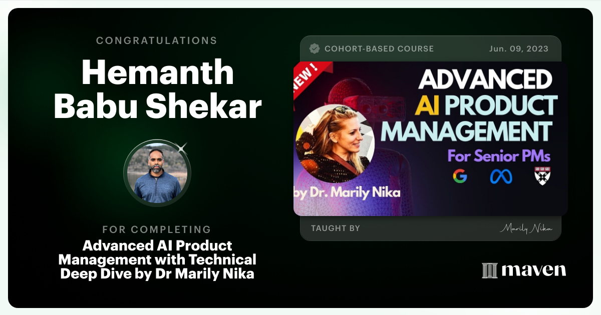 Certificate of Completion for Advanced AI Product Leadership Certification