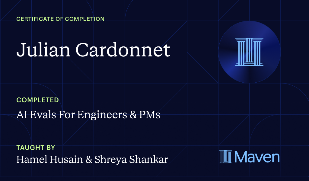 Certificate for AI Evals For Engineers & PMs