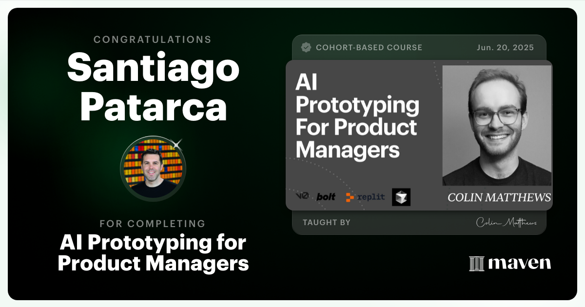 Certificate of Completion for AI Prototyping for Product Managers