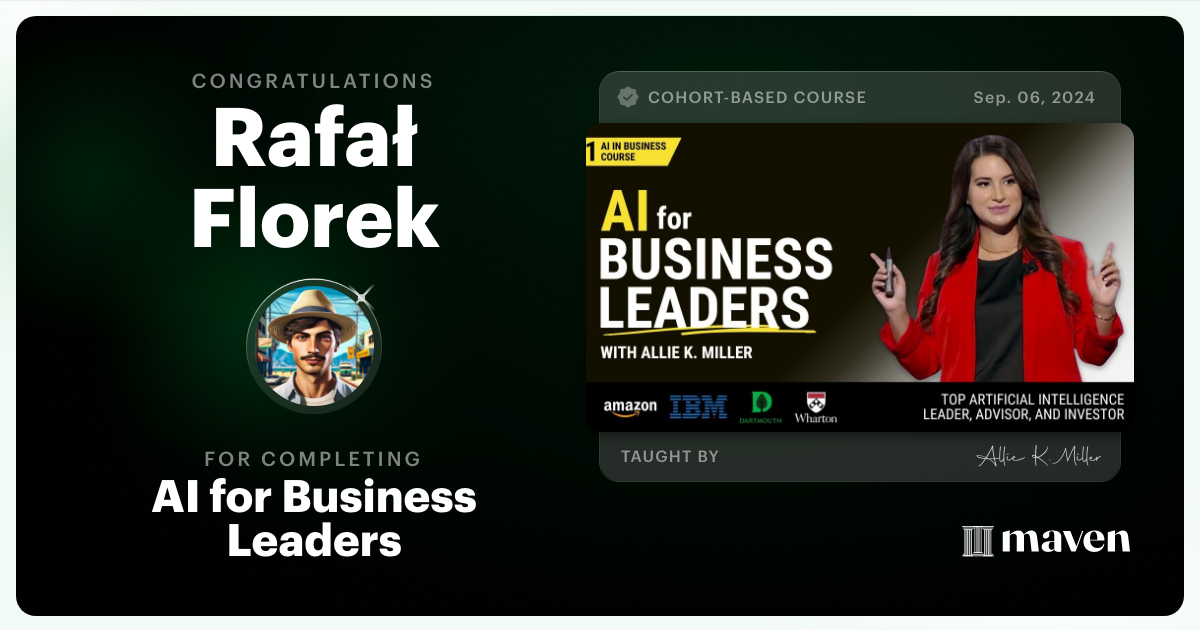 Certificate of Completion for AI for Business Leaders