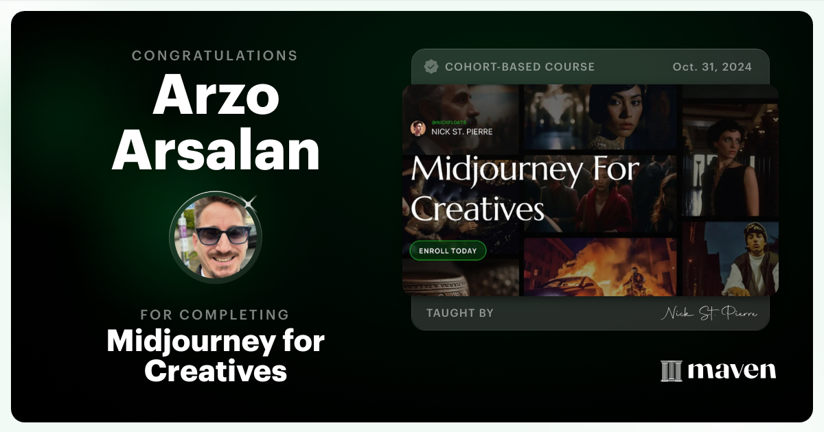 Certificate of Completion for Midjourney for Creatives