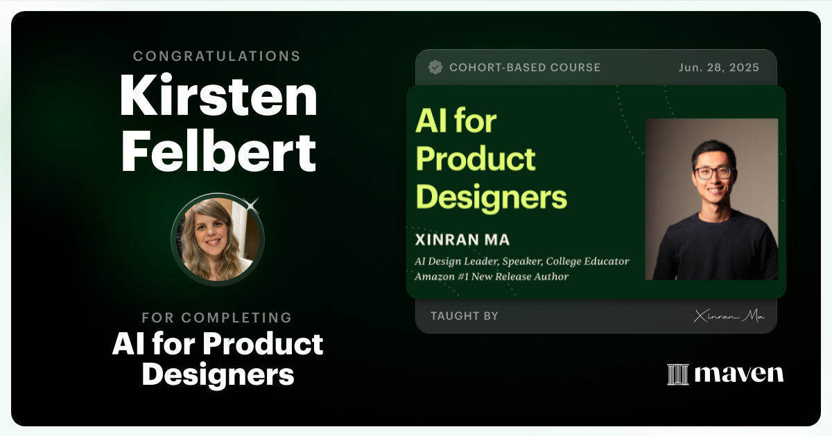 Certificate of Completion for AI for Product Designers