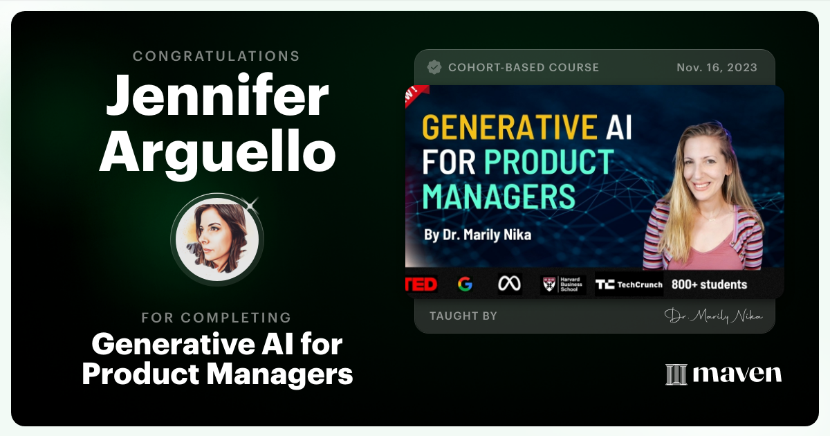 Certificate of Completion for Generative AI for Product Managers