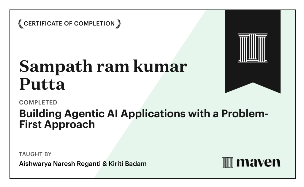 Certificate for Building Agentic AI Applications with a Problem-First Approach