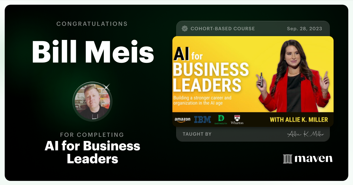 Certificate of Completion for AI for Business Leaders