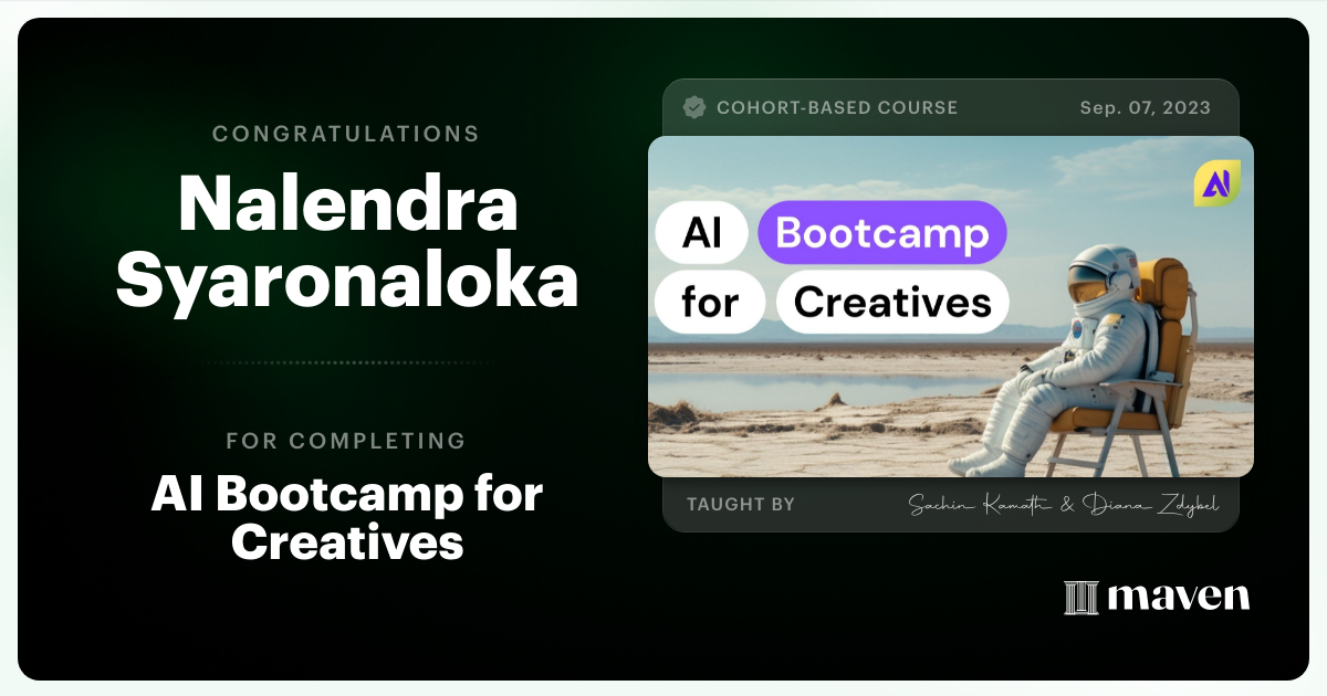 Certificate of Completion for AI x Creative Accelerator