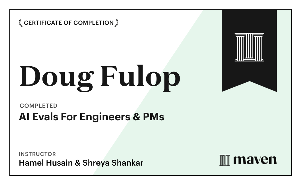 Certificate for AI Evals For Engineers & PMs