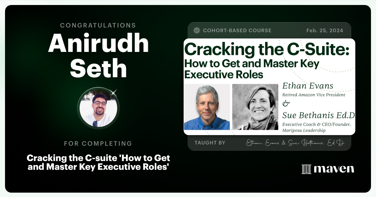 Certificate of Completion for Cracking the C-suite in the AI Economy