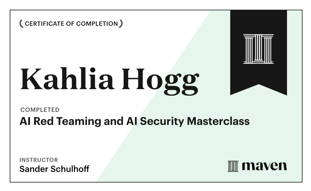 Certificate for AI Red Teaming & AI Security Masterclass