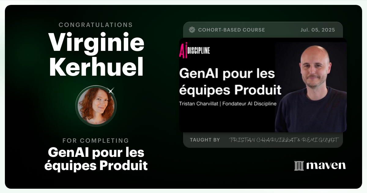 Certificate of Completion for GenAI pour les équipes Produit | Les Fondamentaux