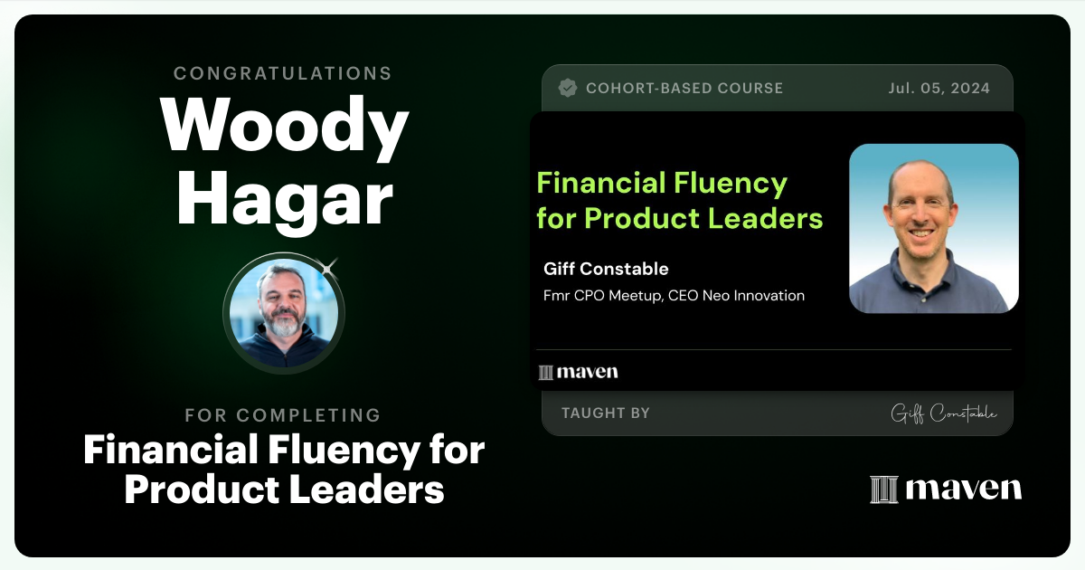 Certificate of Completion for Financial Fluency for Product Leaders
