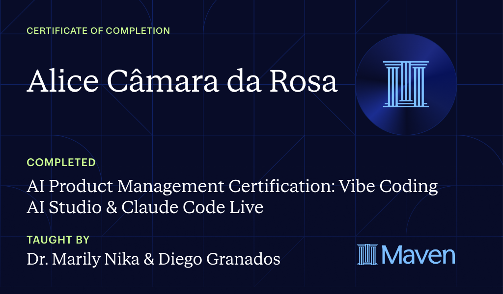 Certificate for AI Product Management Certification: Vibe Coding AI Studio & Claude Code Live