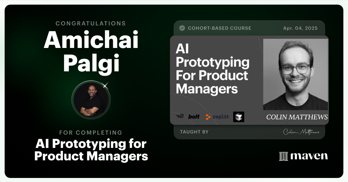 Certificate of Completion for AI Prototyping for Product Managers