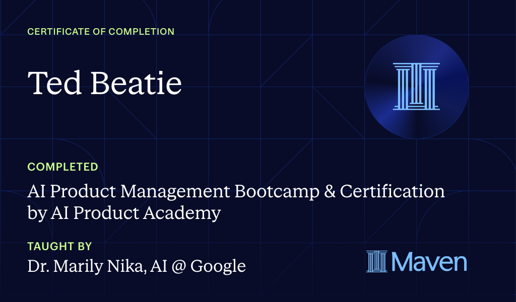 Certificate for AI Product Management Bootcamp & Certification by AI Product Academy