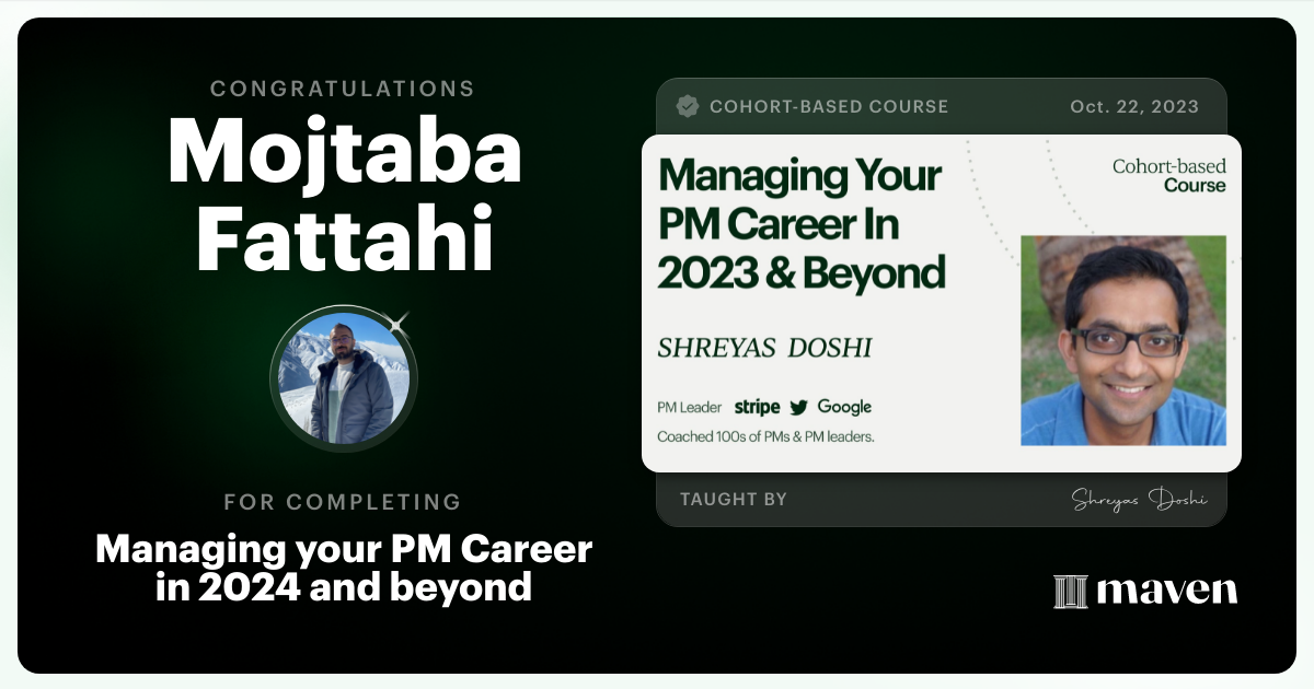 Certificate of Completion for Managing your PM Career in 2025 and beyond